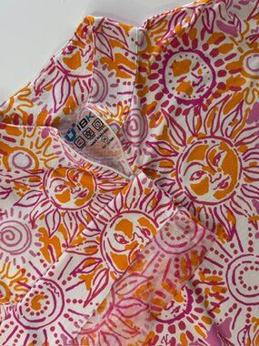 IBKUL Women's Orange Pink White Sunshine Quarter-Zip Shirt XL